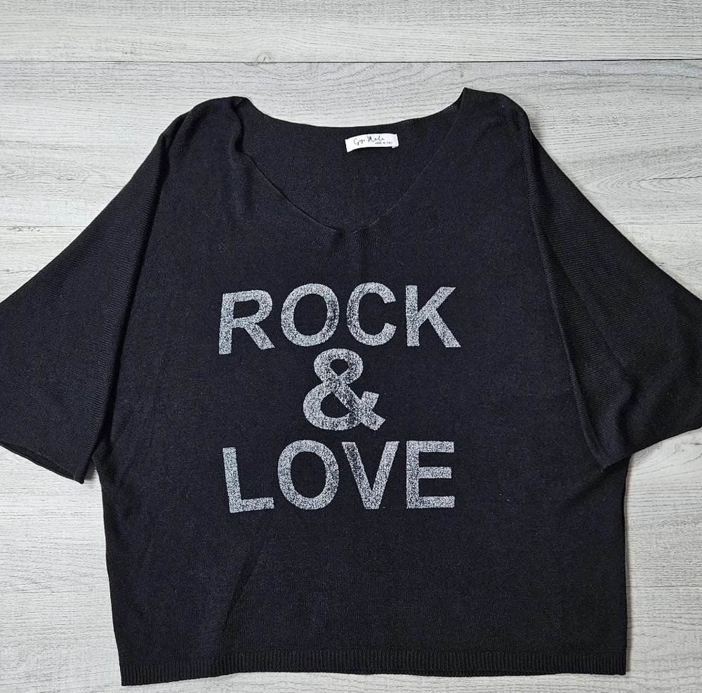 Gigi Moda Mohair Blend Rock & Love Black Dolman 3/4 Sleeve Sweater ONE SIZE 1218 - Picture 5 of 9